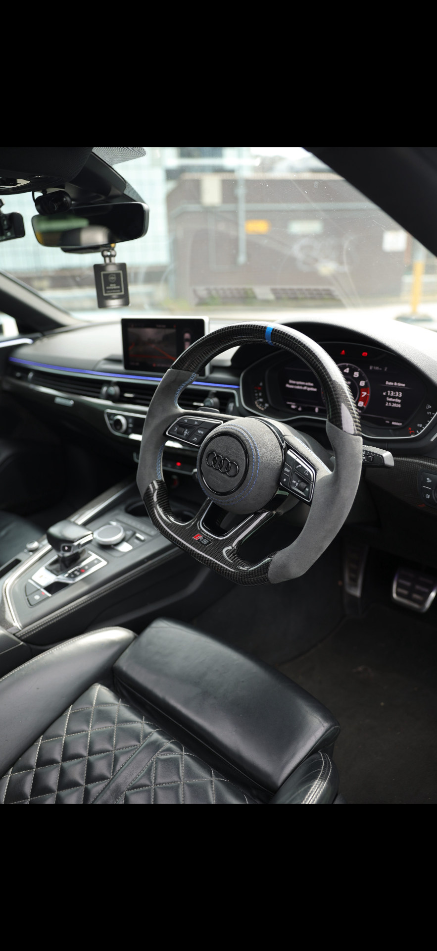 Audi S5 carbon and alcantara steering wheel and cockpit